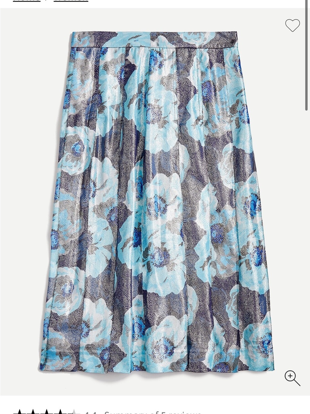 J. Crew Pleated midi skirt in metallic-floral print jacquard NWT